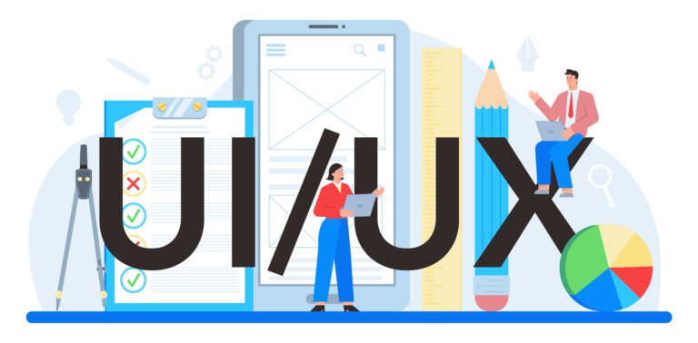 UX UI typographic header. App interface improvement