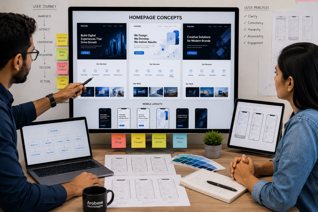UI UX design mockups for responsive website development